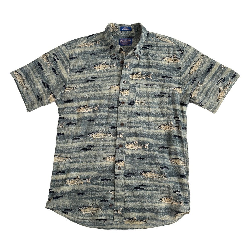 Pendleton Men's Blue Fish Patterned Shirt